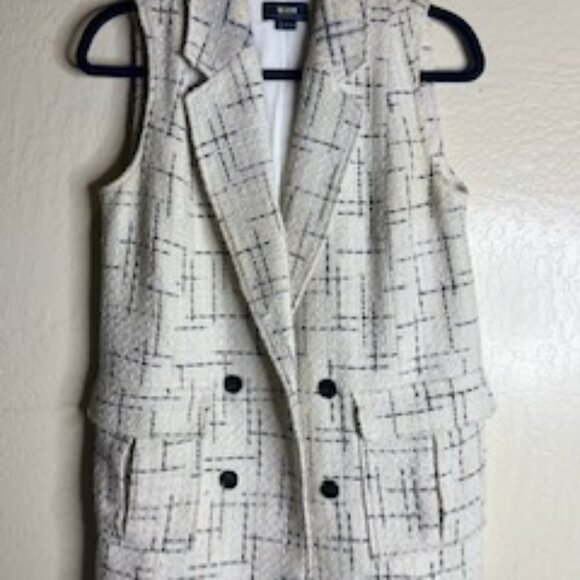 Anthropologie Black and White Tweed Long Vest - Picture 4 of 5